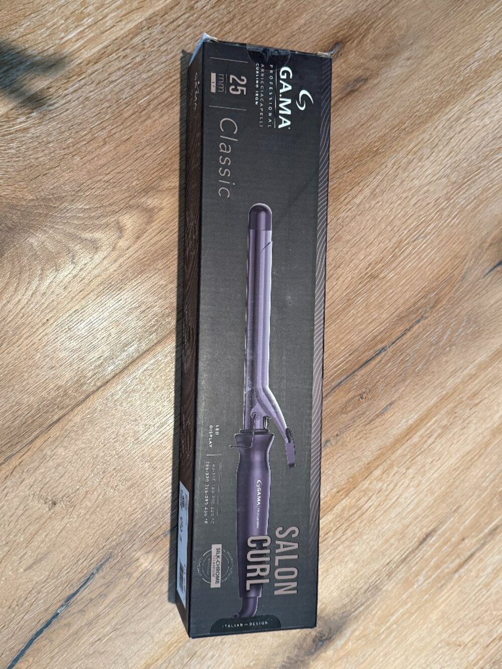 Gama Professional Silk Chrome Titanium Technology Ceramic Ion Curling Iron 1"